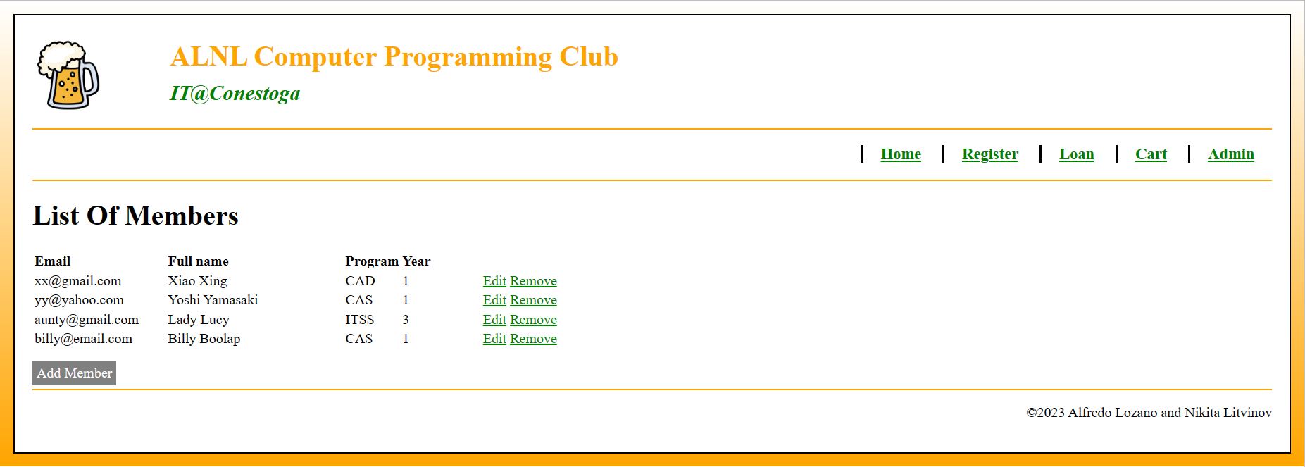 java web app screenshot